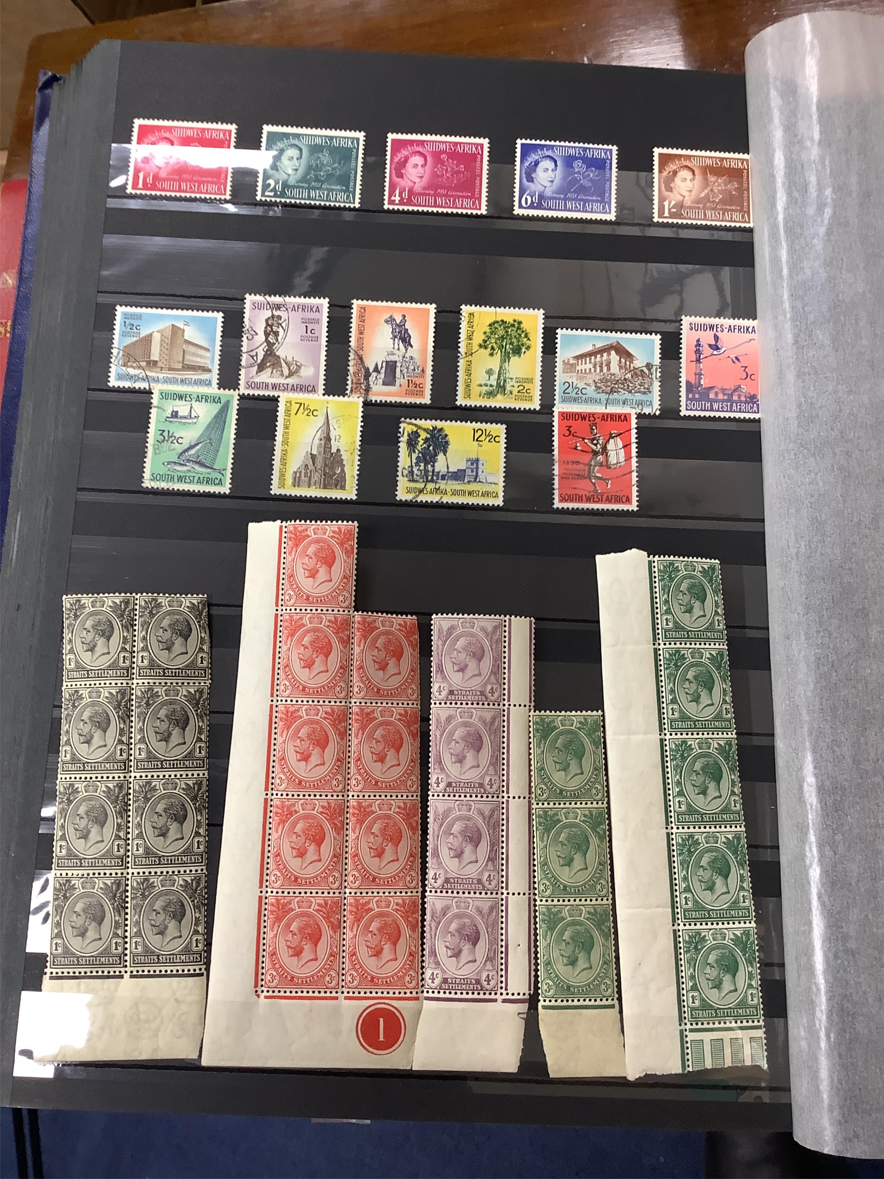 Three albums of stamps, Falklands to Gold Coast, North Rhodesia to St Helena and St Lucia to Z